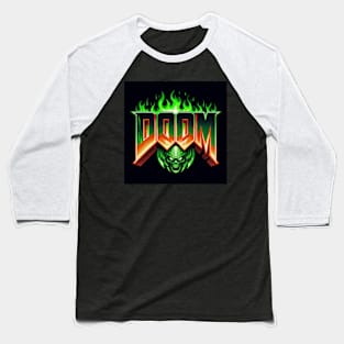 Doom logo in Green and Gold Baseball T-Shirt